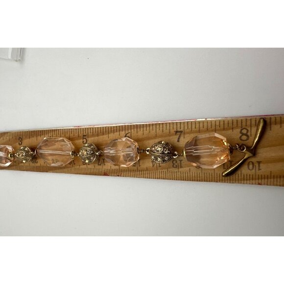 Vintage Timeless Elegance Monet Bracelet Pink Bead Faceted Translucent Romantic - Picture 8 of 8